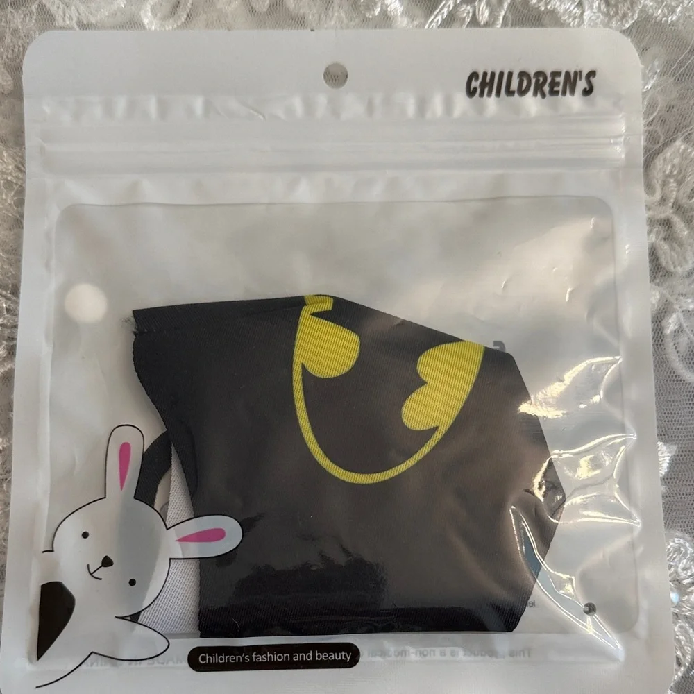 Children's Black and Yellow Batman Face Mask